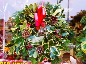 Grave holly wreaths